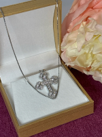 925 Sterling Silver PAJ CZ Stamped Exquisite Classic Cross Pendant Huge Sparkle 925 Italy PAJ Box Chain 18 Inches