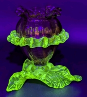 Astounding Rare Vintage URANIUM GLASS Flower Vase | 3.5" Tall