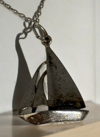 Sterling Sailboat Stamped Pendant on 925 Sterling 18 Inch Chain
