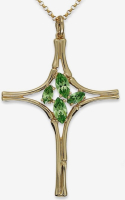 New Sterling Silver Vermiel Large Cross with Green Stones Simone Smith SIS