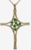 New Sterling Silver Vermiel Large Cross with Green Stones Simone Smith SIS