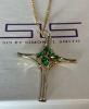 New Sterling Silver Vermiel Large Cross with Green Stones Simone Smith SIS - 2
