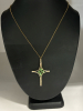 New Sterling Silver Vermiel Large Cross with Green Stones Simone Smith SIS - 3