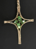 New Sterling Silver Vermiel Large Cross with Green Stones Simone Smith SIS - 4