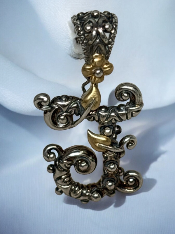 925 18K Yellow Gold Enhancer Pendant Stamped Barbara Bixby