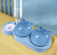 New Ergonomic 3-in-1 Pet Feeder Set with Gravity Water Dispenser Neck Friendly Tilted Bowls for Cats & Dogs