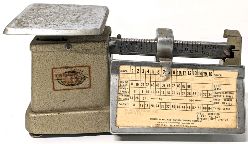 Vintage 1972 Triner Letter Mail Postage Scale No. AA-1 Up to 16 oz / 1lb | 9.5" x 5" Tall