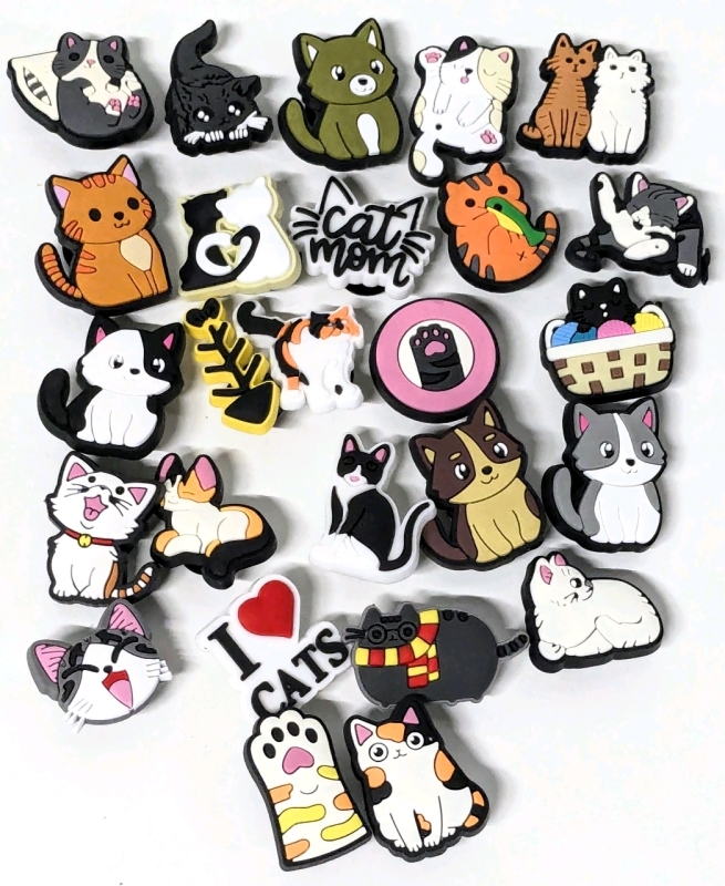 25 New Cat-Themed Croc Charms | Most Around 1" Long