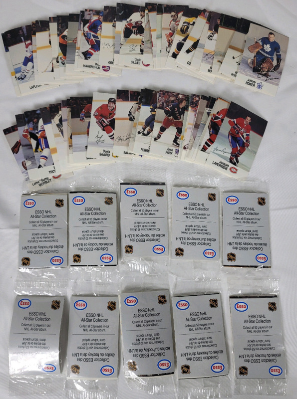 1988 ESSO NHL Hockey All-Star Trading Cards , 48 of 53 from Set & 10 Sealed Packs (6 cards per pack)