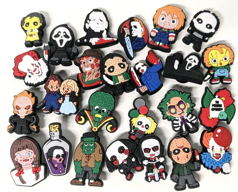 25 New Horror Movie-Themed Croc Charms | Most are About 1" Long