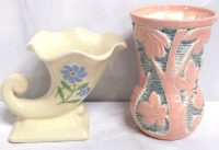 Beswick Vase 7.25" Tall (677) & USA Embossed Cornucopia Vase 6" Tall