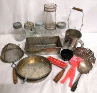 Large Vintage Kitchen Lot - Glass Mason Jars & Bakeware