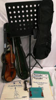 Vintage 4/4 Full Skylark Violin with Bow, Hard & Soft Case, Music Stand + Violin Music Books