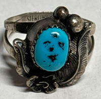 Old Native American Navajo Turquoise Ring Stamped Size 5