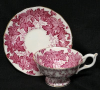 Coalport Teacup & Saucer Red Maple Leaf & Ivy Pattern