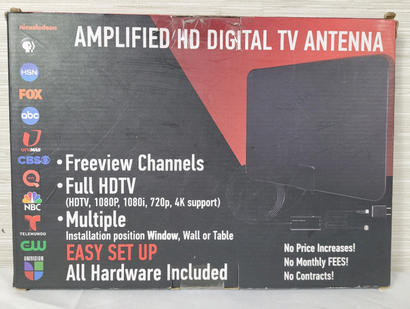 New - Amplified HD Digital TV Antenna . Can be placed on wall , window or shelf