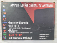 New - Amplified HD Digital TV Antenna . Can be placed on wall , window or shelf