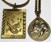 Asian Inspired Jewelry | Gold Tone Shrine Visit Medal, Dragon, Leo, Journeying Buddha, Signed Bangles, Cloissone Bolo Tie Front & Elephant Necklace | Longest Necklace 21" - 4