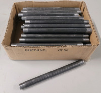 New - Fifty (50) 10" &times; 3/4" Steel Pipe Threaded Nipple , Threaded on Both Ends .