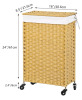 New - Chrislley 53L Slim Handwoven Rattan Laundry Hamper w/Lid . Rolling Laundry Basket w/Removable Liner Bags Foldable Hampers with Wheels . Stock photos used , some assembly required - 3