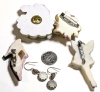 Gorgeous Beaded Shepherd Hook Earrings & 4 Cute Resin Brooches: Shoes, Fairy, Santa & Bear | Largest Brooch 2.25" Long - 4