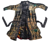 Stunning New Ladies Size Small (?) | Hand-Dyed Presumed Silk Kimono-Style Short Robe / Duster w Belt