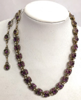 Vintage Signed Hollycraft Choker Style Necklace - Purple Rhinestones