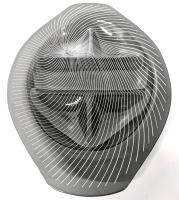 Absolutely HYPNOTIC 1960s Unsigned Lausitzer Glas Kristal Op Smoke Art Glass Serving Dish | 9.4" x 13.5" x 1.25" Tall
