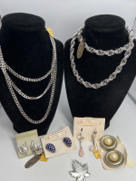 D&rsquo;Orlan Vintage Silver Statement chains Enamel Stones