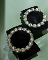 Two Vintage Clear Rhinestone Large Scarf Buckle Clips