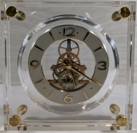 Mid-Century Modern Seiko Skeleton Clock Lucite Acrylic