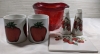 Lot Of Strawberry Strainer, Strawberry Mugs, Salt & Pepper Shakers And Coaster