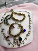Etruscan Expansion Bracelet Gold Tone Ball Bracelet Ann Taylor Loft signed Necklace
