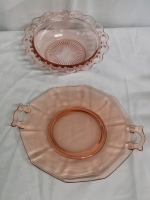 2 Pink Depression Glass Dishes