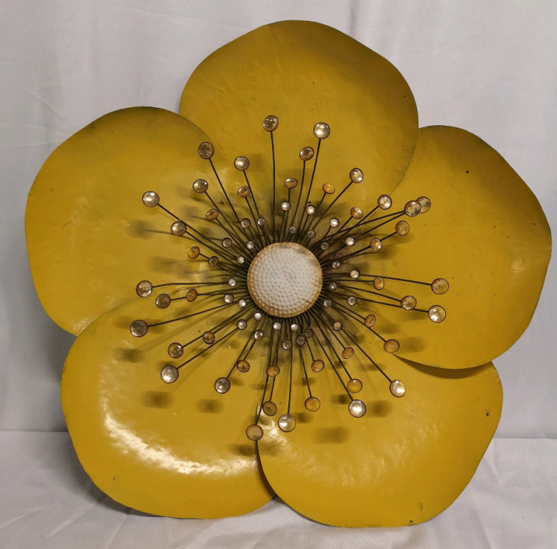 Lovely MCM Style Metal Wall Art - Flower 25" Diameter