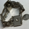 Sterling Taxco Mexico Repousse Segmented Panel Bracelet 7.5 Inches Over 1 In Wide Stamped - 2