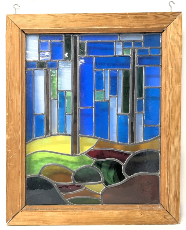 Spectacular Modernist Stained Glass in Frame | 18.6" x 22.5"