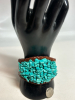 Turquoise Bead Work and Leather Statement Open Cuff Bracelet South West - 5