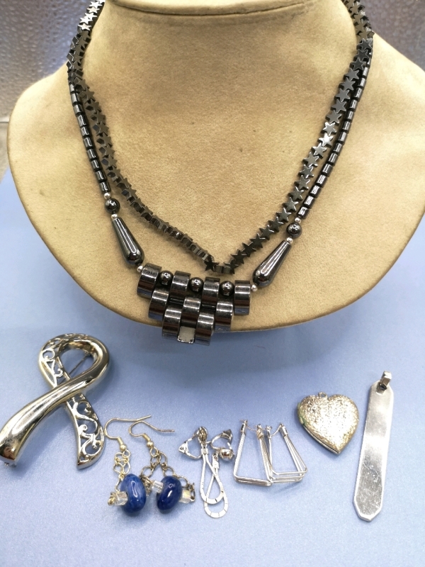 Hematite Necklaces + Earrings + Locket Pendant++