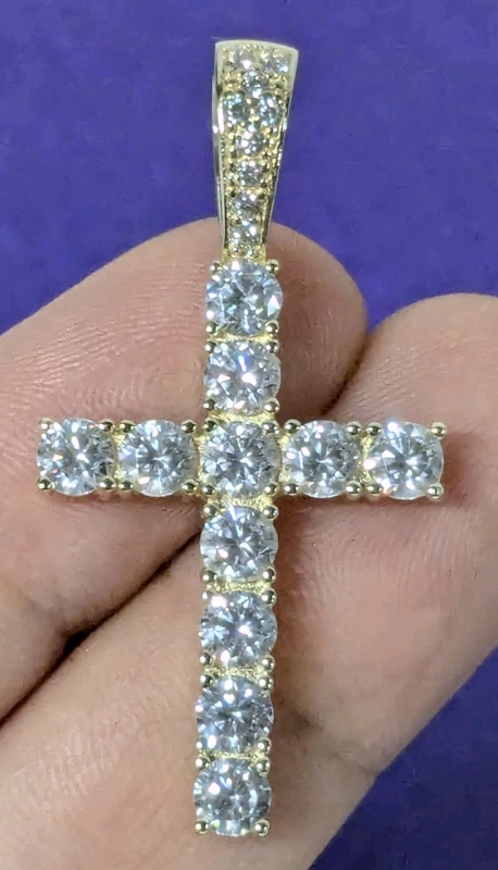New GLD | Diamond Cross Vermeil Pendant - 18k Gold Plated Over 925 Sterling Silver w CZ Stones | Retails for $192!