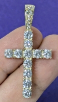 New GLD | Diamond Cross Vermeil Pendant - 18k Gold Plated Over 925 Sterling Silver w CZ Stones | Retails for $192!