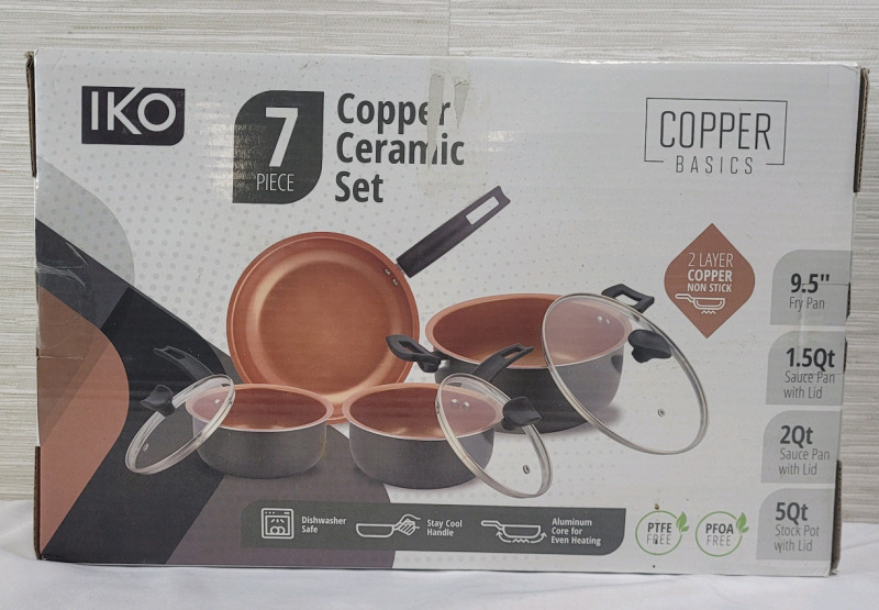 New - IKO 7pc. Copper Ceramic Cook Set