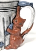 Adorable Signed Cats & Trash Can Teapot | 6.75" Tall - 4