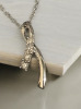 Diamonds 925 Sterling Silver Ribbon Pendant with Chain Stamped - 3