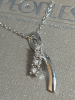 Diamonds 925 Sterling Silver Ribbon Pendant with Chain Stamped - 5