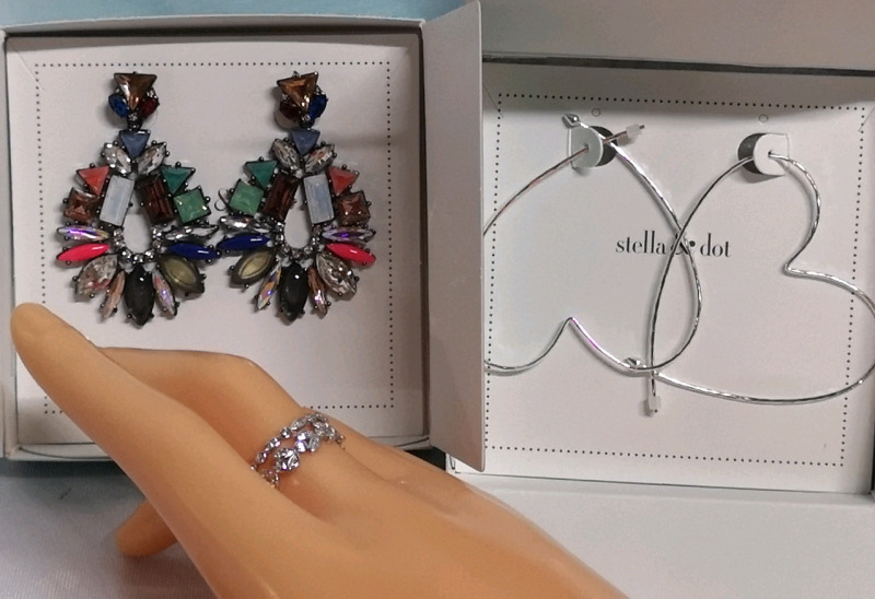 Stella and Dot Jewelry - Heart Shape Hoops, Colourful Earrings & Rings