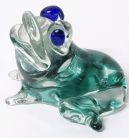 Large Cartoonish Murano-Style Art Glass Funny Frog Paperweight | 3.75" Tall