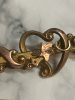 Edwardian 9 CT Gold Sweetheart Bar Brooch Heart with etched Leaf inside T Pin C Clasp 2 Inch - 2