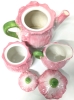 Lovely 3-Piece Porcelain Tulip Teapot, Lidded Sugar Dish & Creamer Set - 3