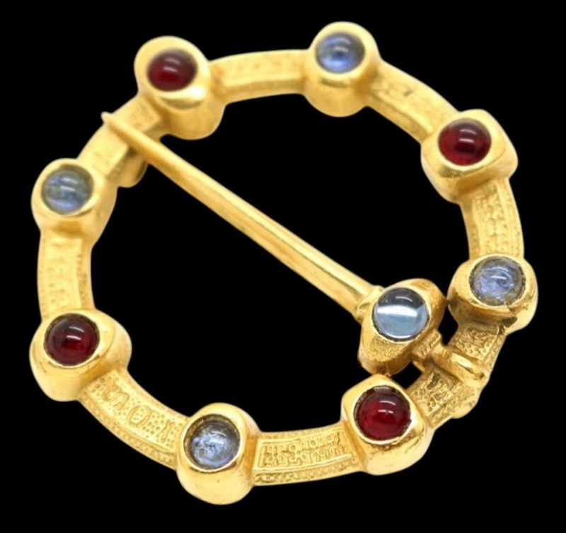 British Museum Medieval Lovers Brooch with Bezel Cabs Christopher Columbus Brooch Replica Signed BMPL